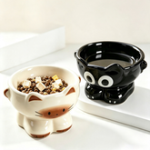 Cute Cartoon Cat Shaped Elevated Ceramic Cat Bowl