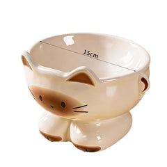 Cute Cartoon Cat Shaped Elevated Ceramic Cat Bowl