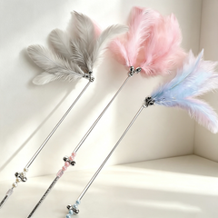 Premium Beaded Feather Cat Teaser Wand