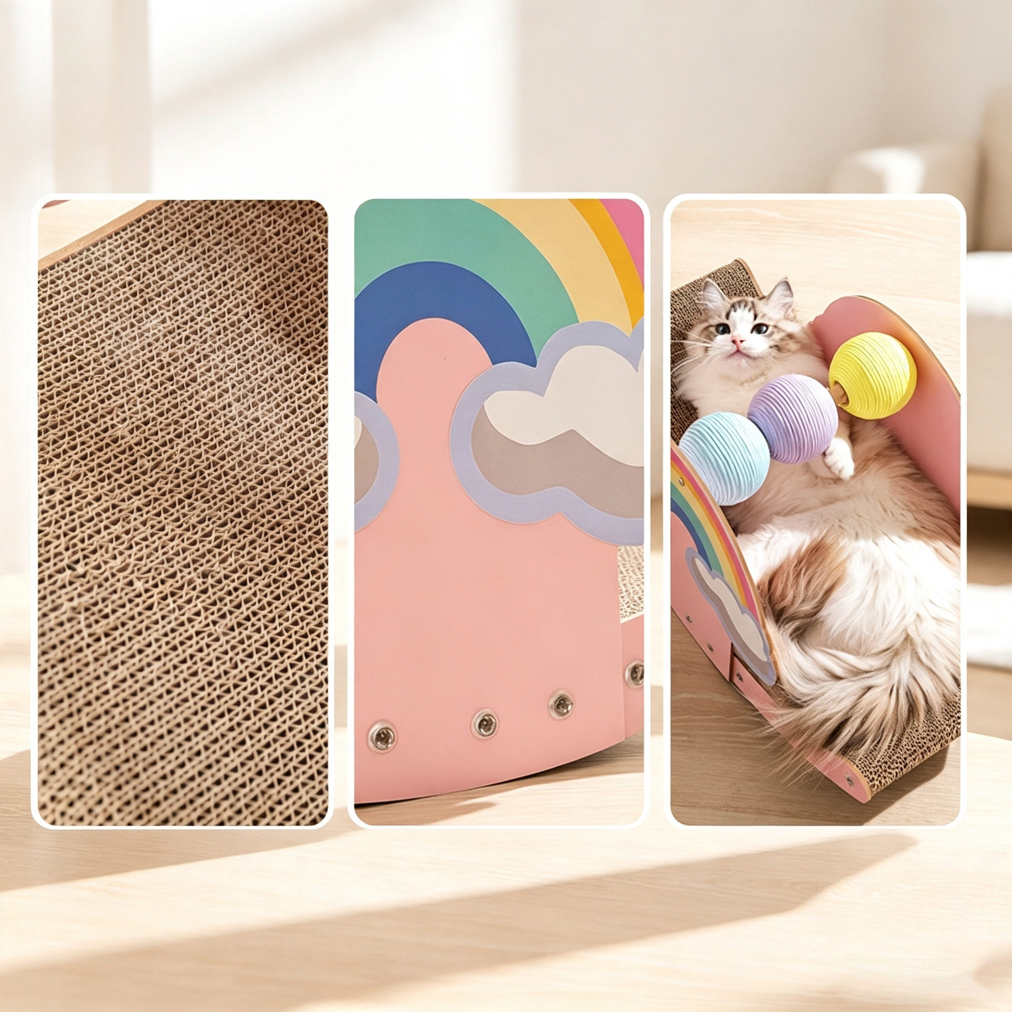 Rainbow Multifunctional Cat Scratcher Bed