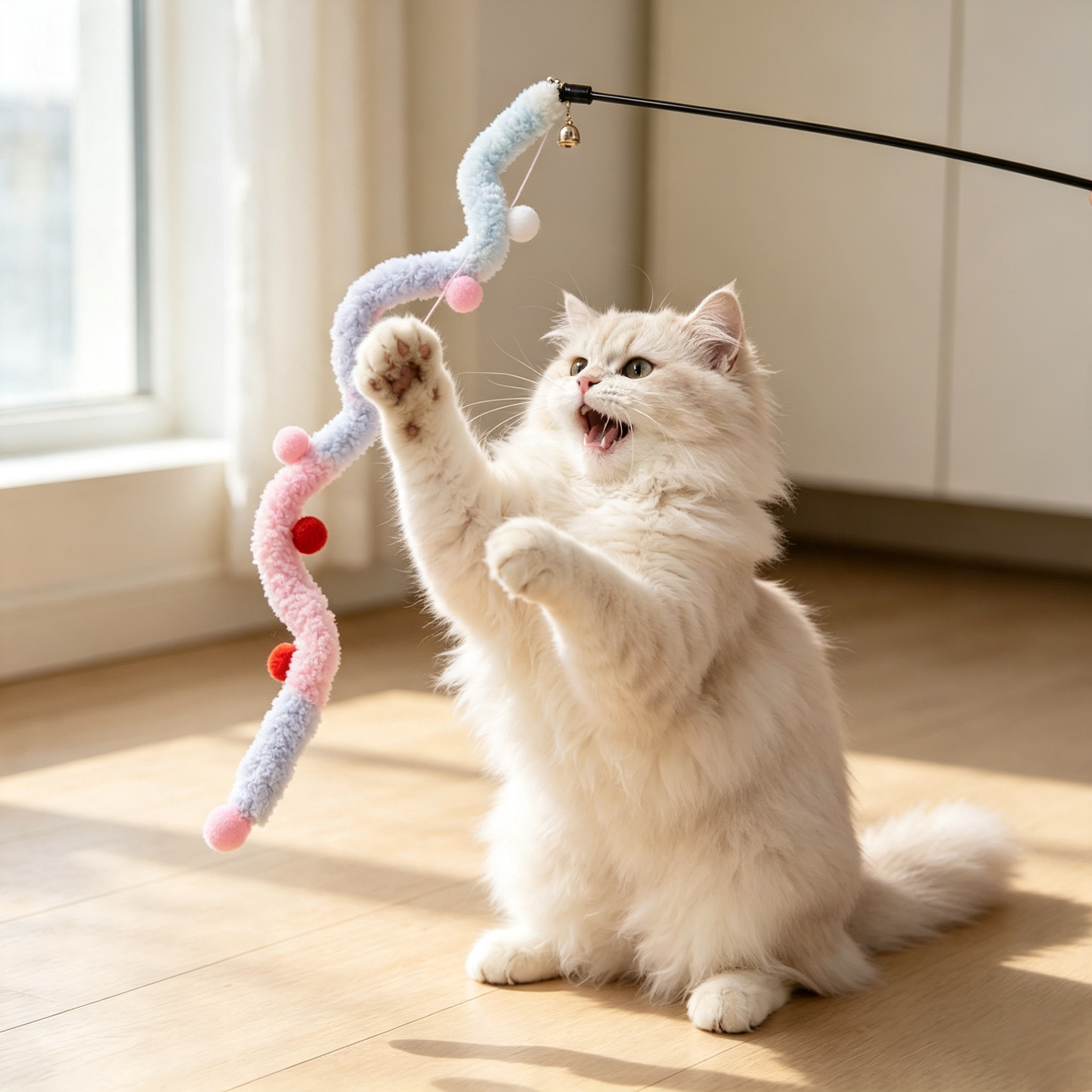 Twist Plush Caterpillar Cat Wand Toy